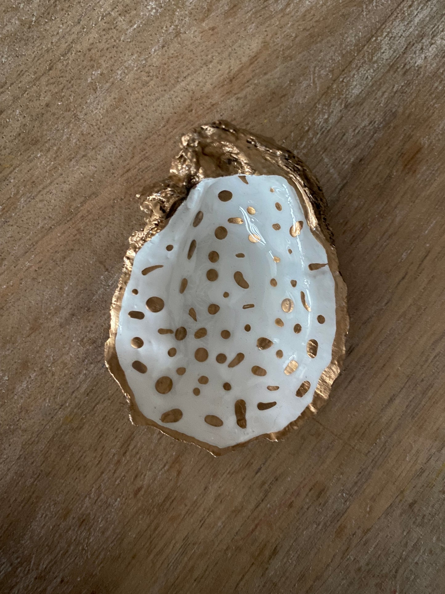 Gold Speckled Oyster Ring Dish