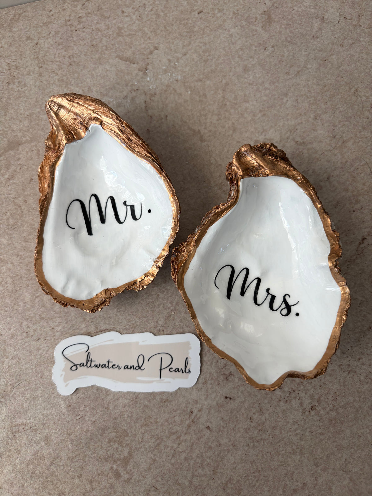 Mr. & Mrs. Oyster Shell Ring Dish Set | Wedding Gift