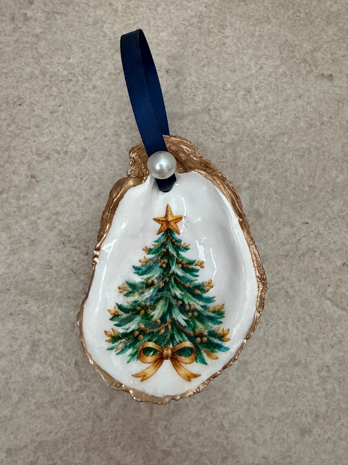 Christmas Tree Oyster Shell Ornament