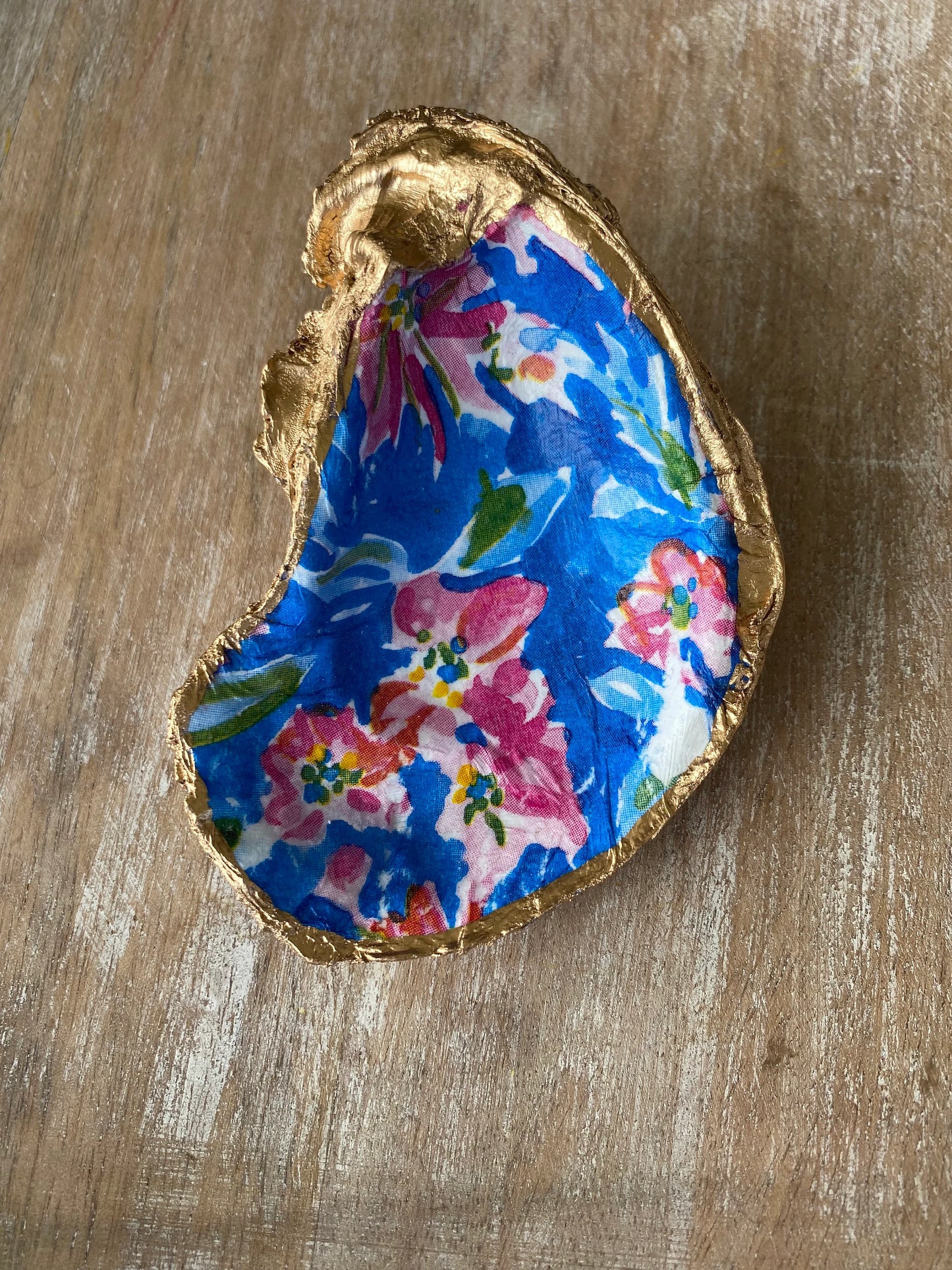 Blue and Pink Floral Ring Dish