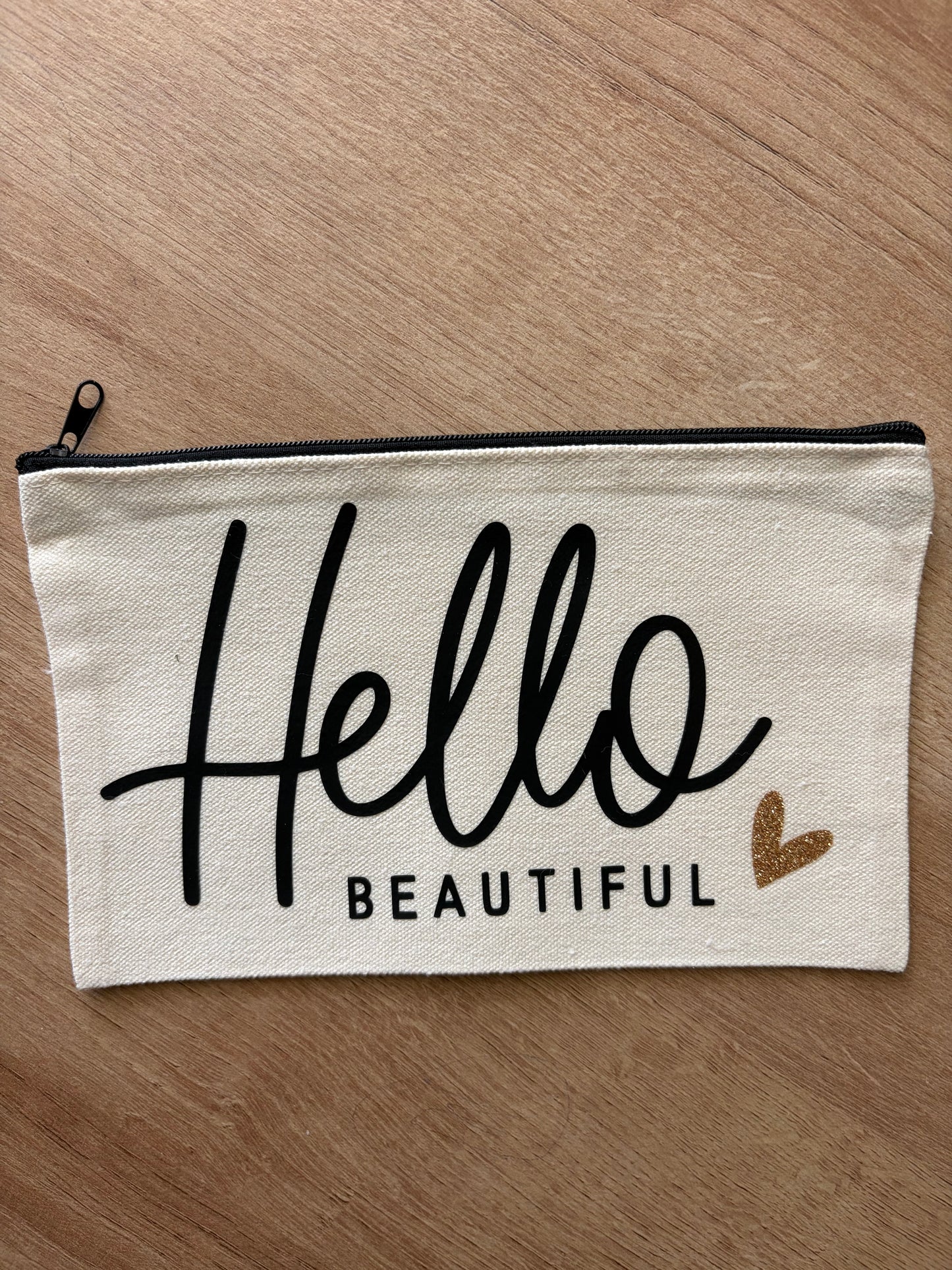 'Hello Beautiful' Canvas Pouch