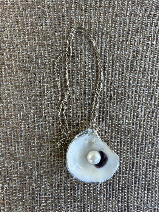 Pearl Studded Oyster Shell Necklace