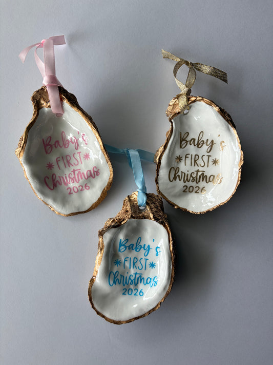 Baby's First Christmas 2026 Oyster Shell Ornament