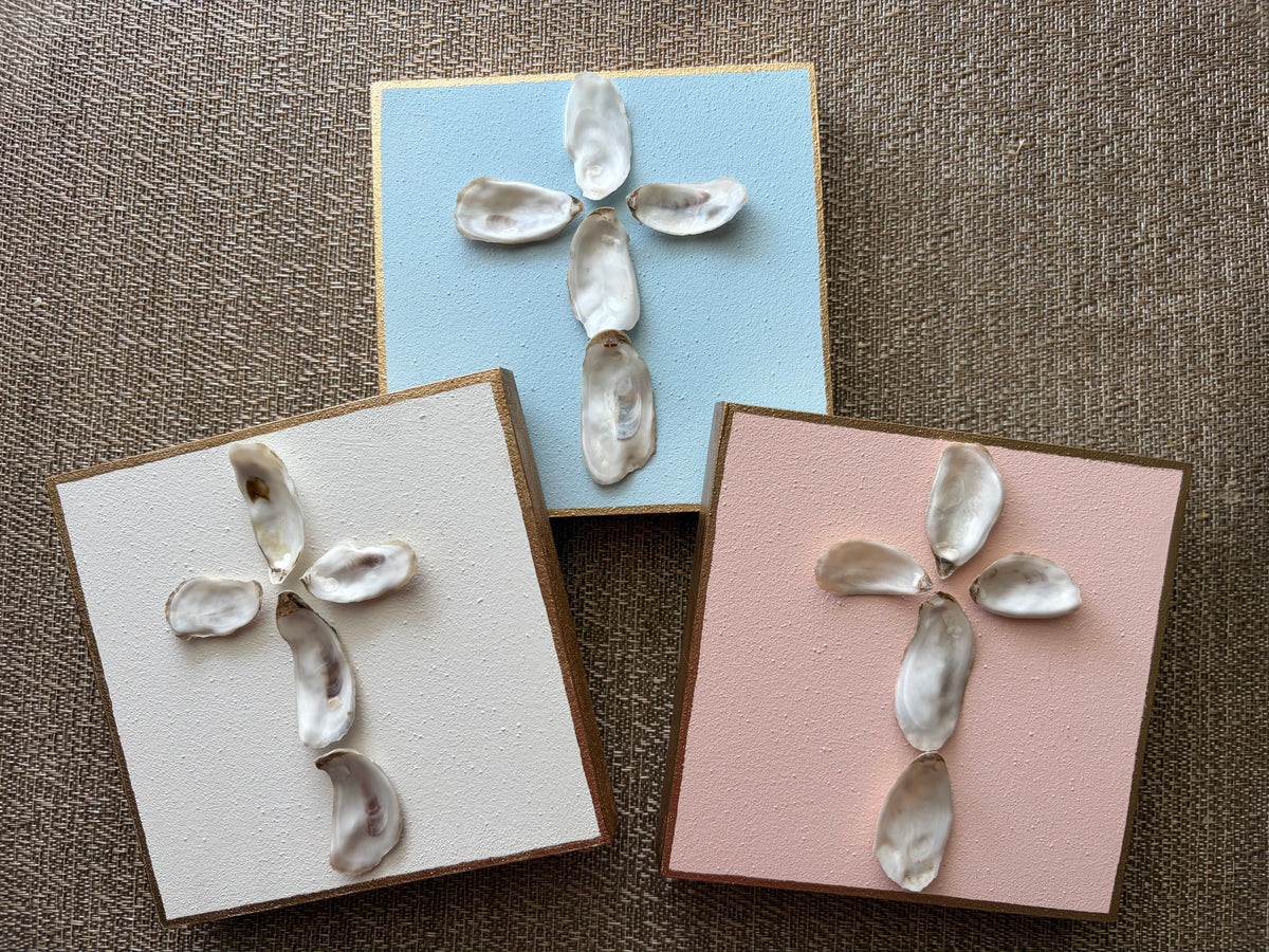 Mini Oyster Shell Cross 5x5 | Christian Baptism & Baby Gift