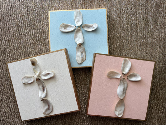 Mini Oyster Shell Cross 5x5 | Christian Baptism & Baby Gift