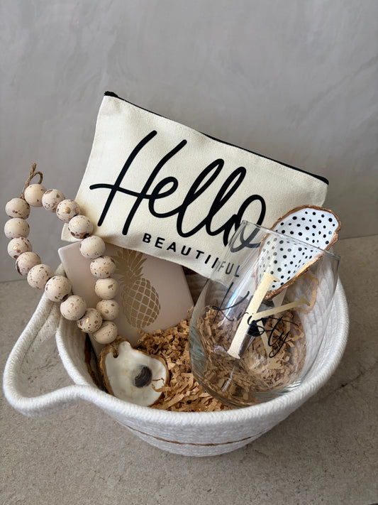 Hello Beautiful Coastal Gift Basket for Her