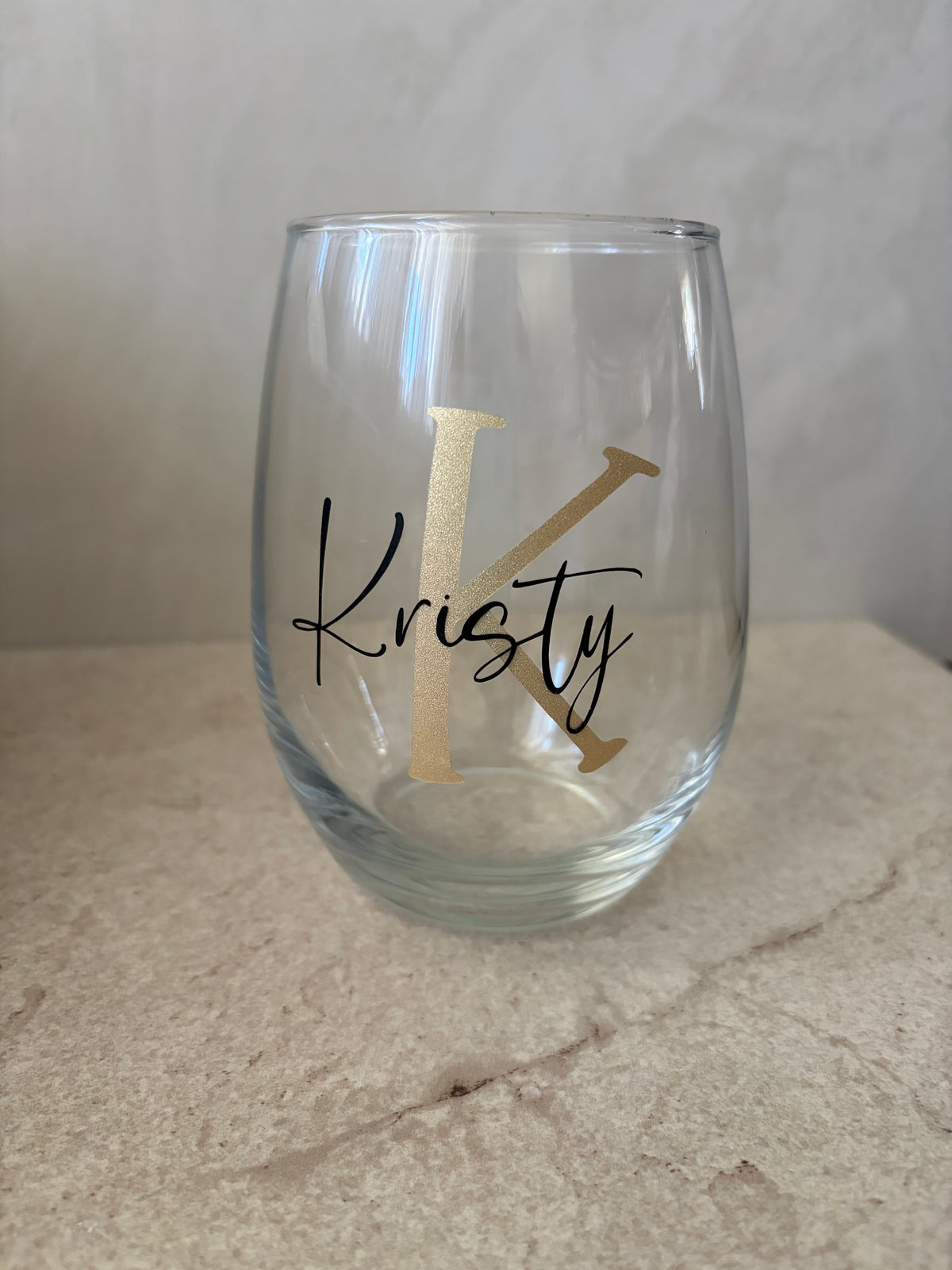 Personalized Stemless Wine Glass | Monogram Wine Glass