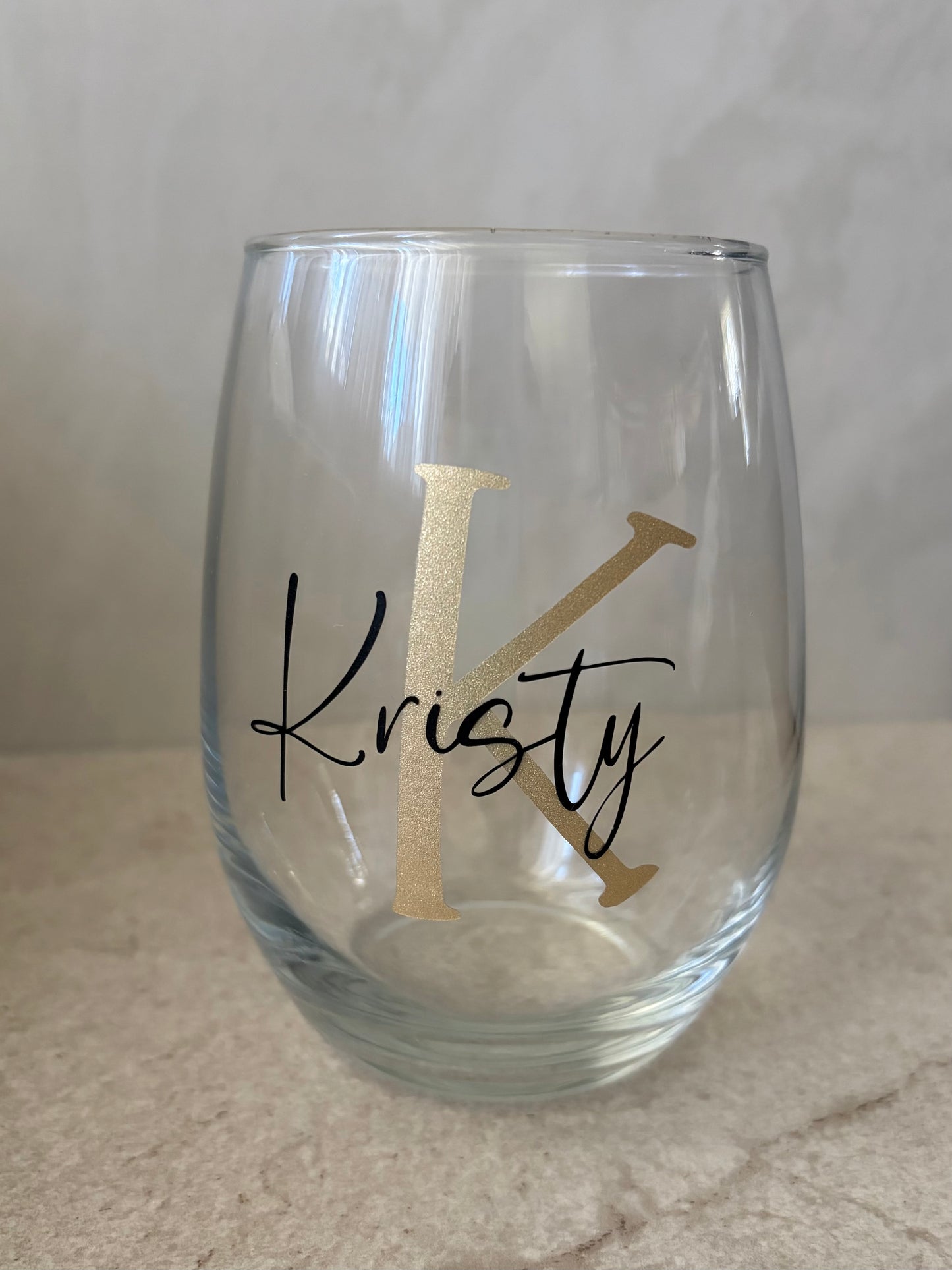 Personalized Stemless Wine Glass | Monogram Wine Glass