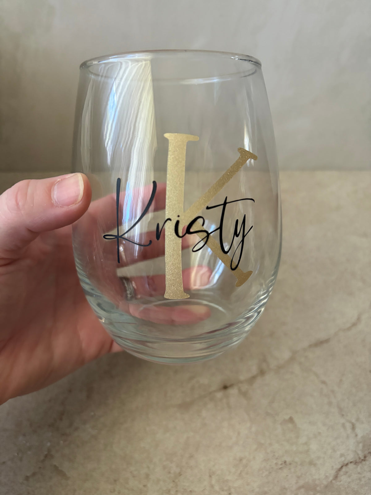 Personalized Stemless Wine Glass | Monogram Wine Glass