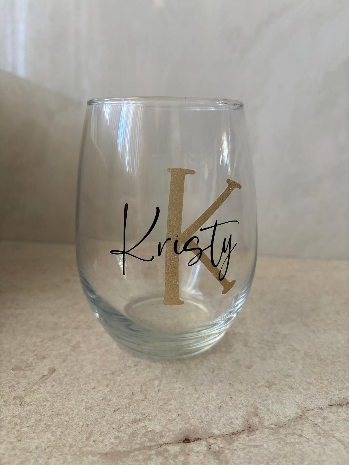 Personalized Stemless Wine Glass | Monogram Wine Glass