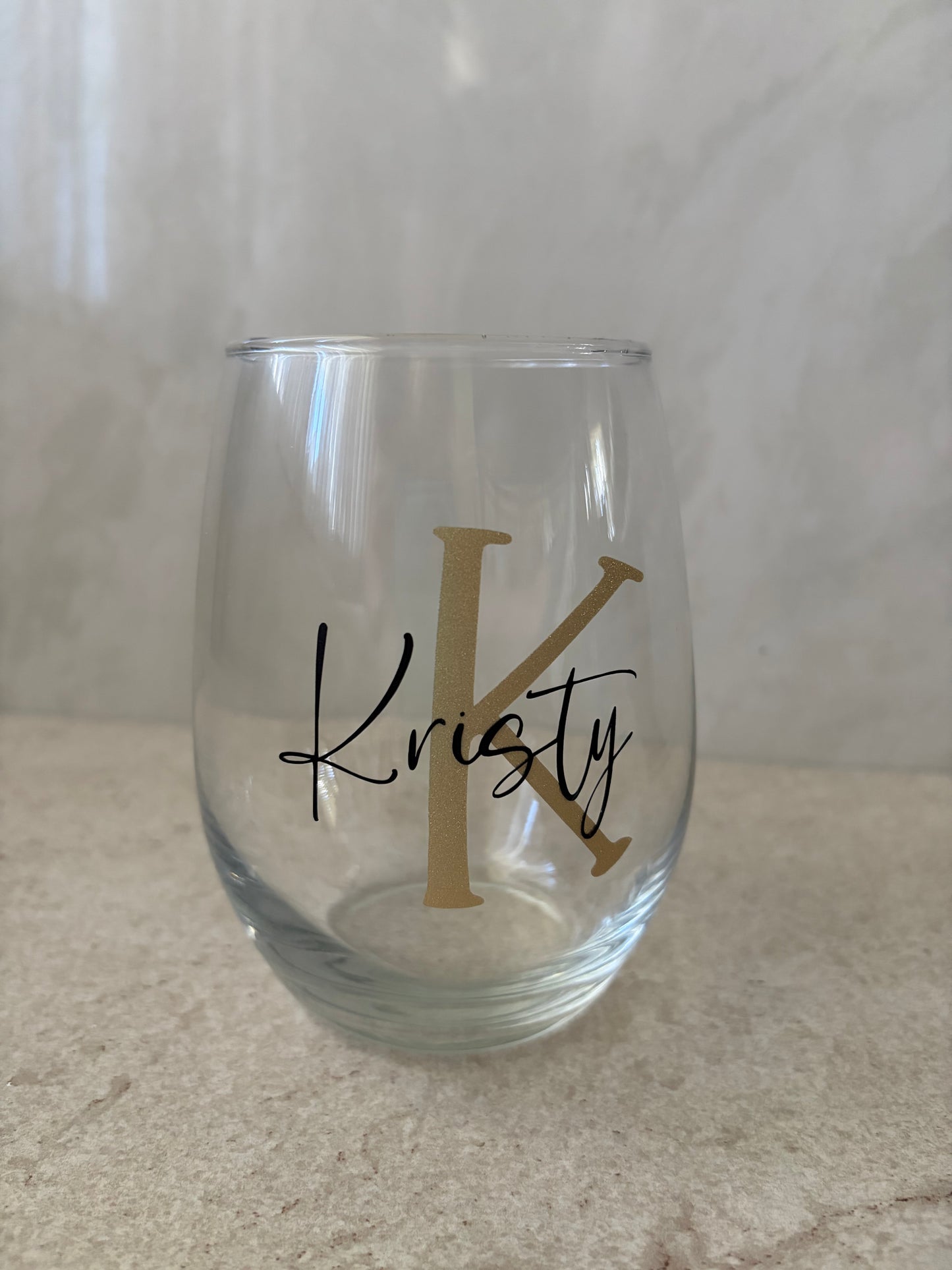 Personalized Stemless Wine Glass | Monogram Wine Glass
