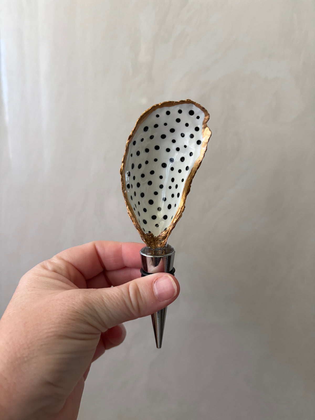 Polka Dot Oyster Shell Wine Stopper | Hostess Gift