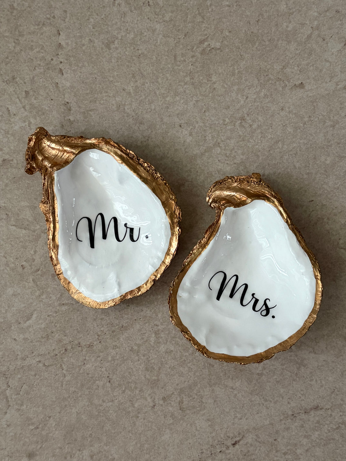 Mr. & Mrs. Oyster Shell Ring Dish Set | Wedding Gift