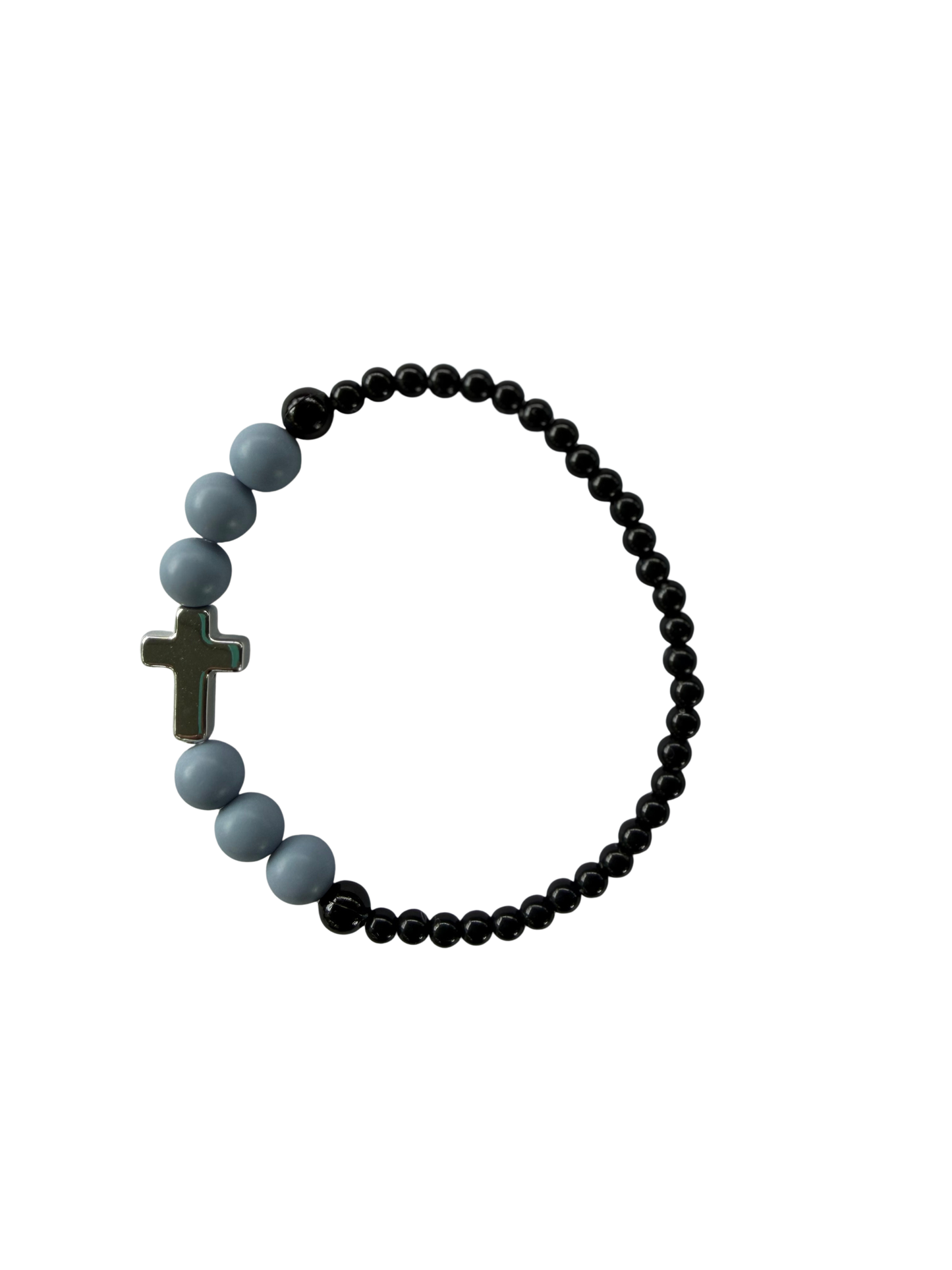 Silver Cross Beaded Bracelet