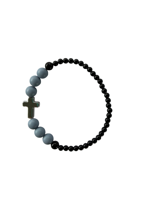 Silver Cross Beaded Bracelet