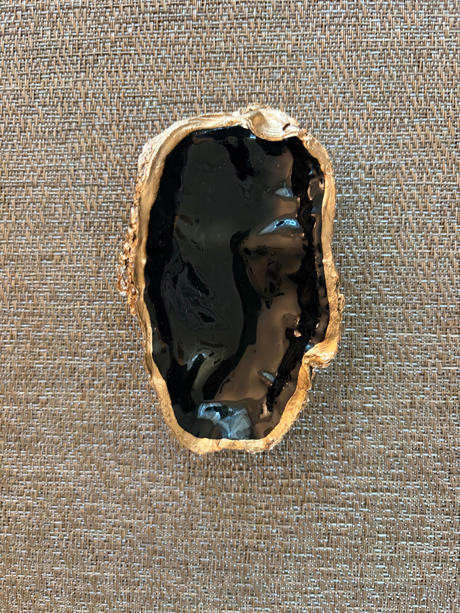 oyster shell ring/trinket dish hand painted black