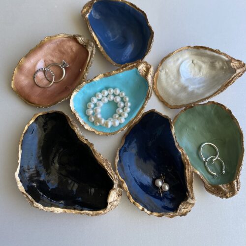 Hand Painted Oyster Shell Trinket Dishes
