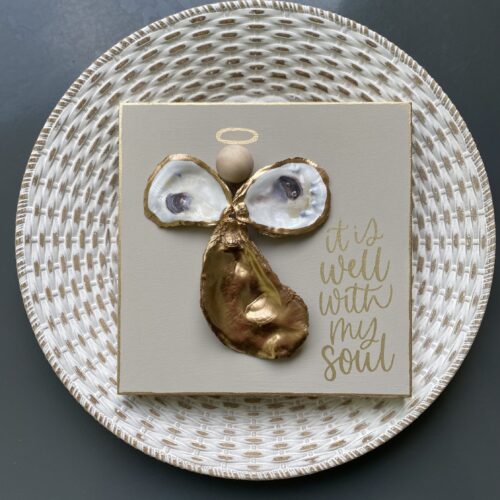 "It is well with my soul" Oyster Shell Angel